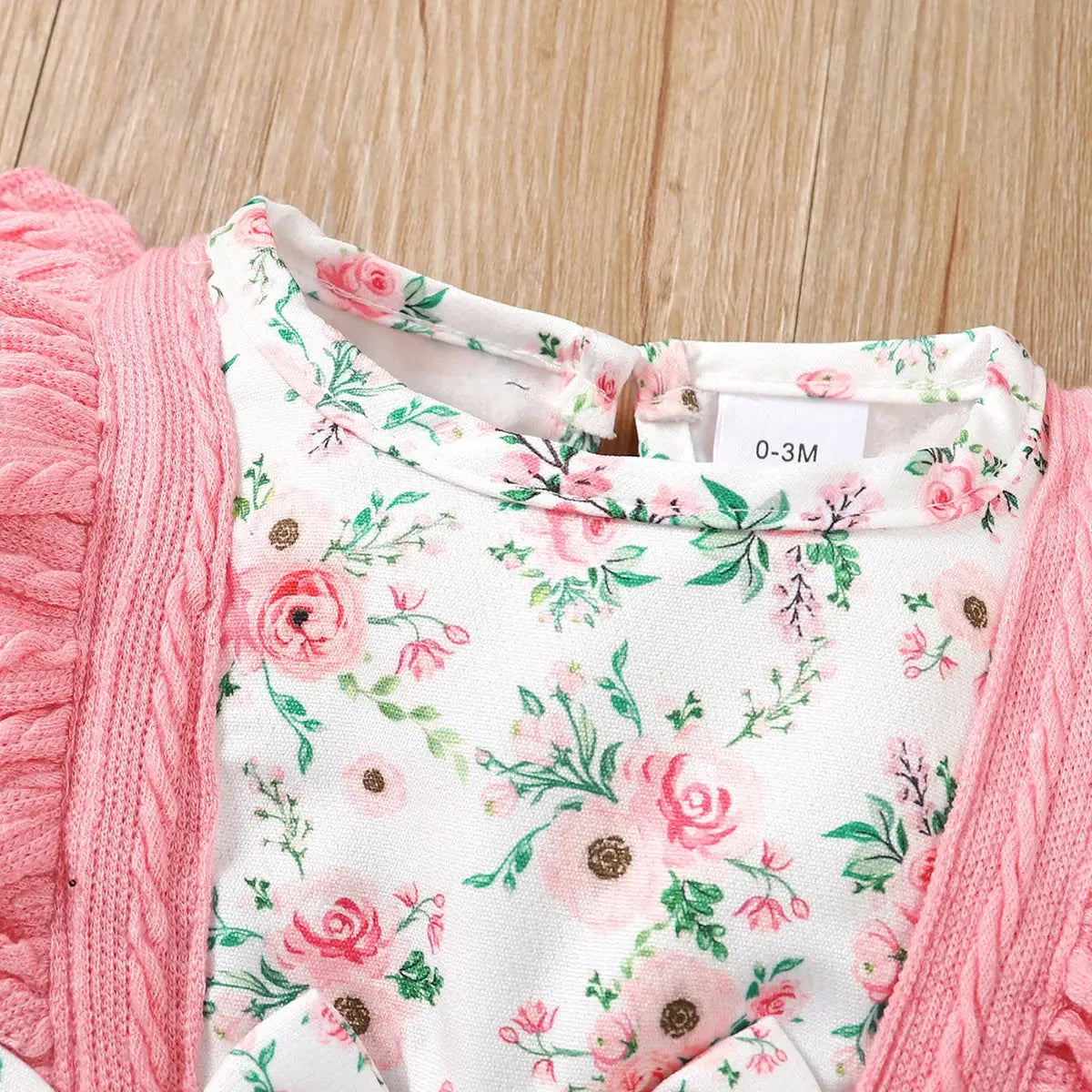 0-18 Months Floral Long Sleeve Baby Girl Romper With Bow Bodysuit And Headband Set For Spring And Autumn
