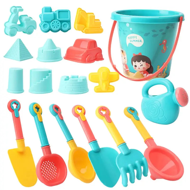 Kids Beach Toy Set With Sand Shovels Bucket Watering Bottle And Water Games For Summer Fun