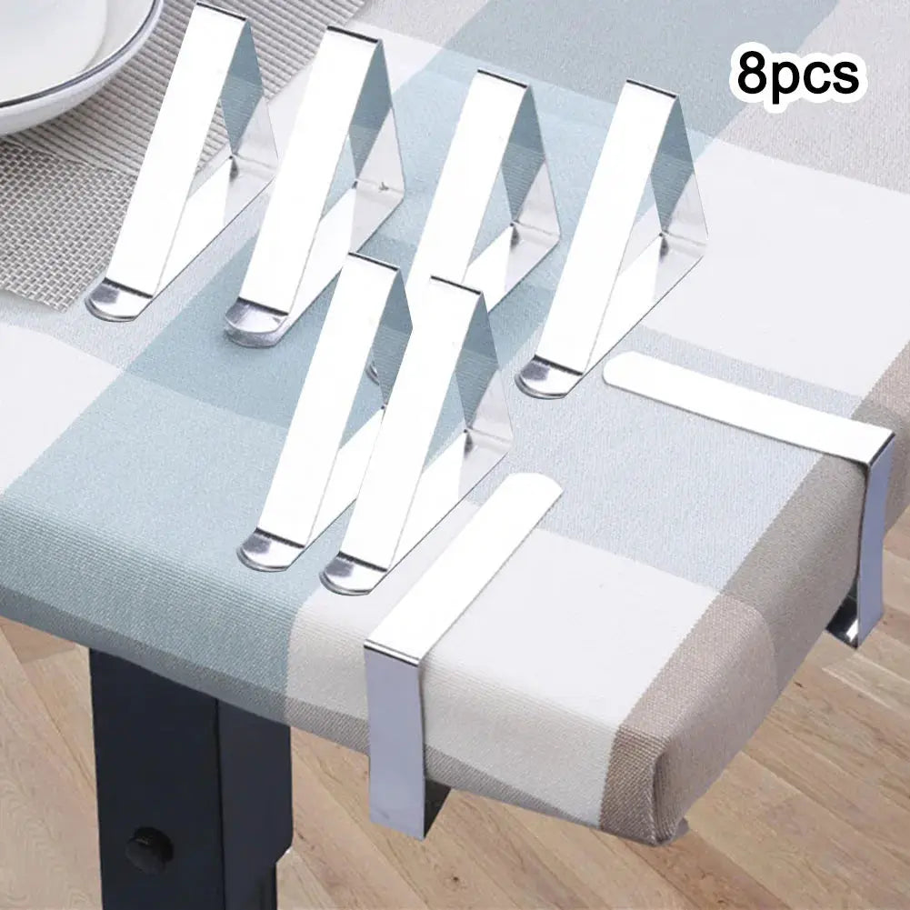 ClipEase 8 Pcs Stainless Steel Table Cloth Clips Keep Table Covers Secure On Windy Days