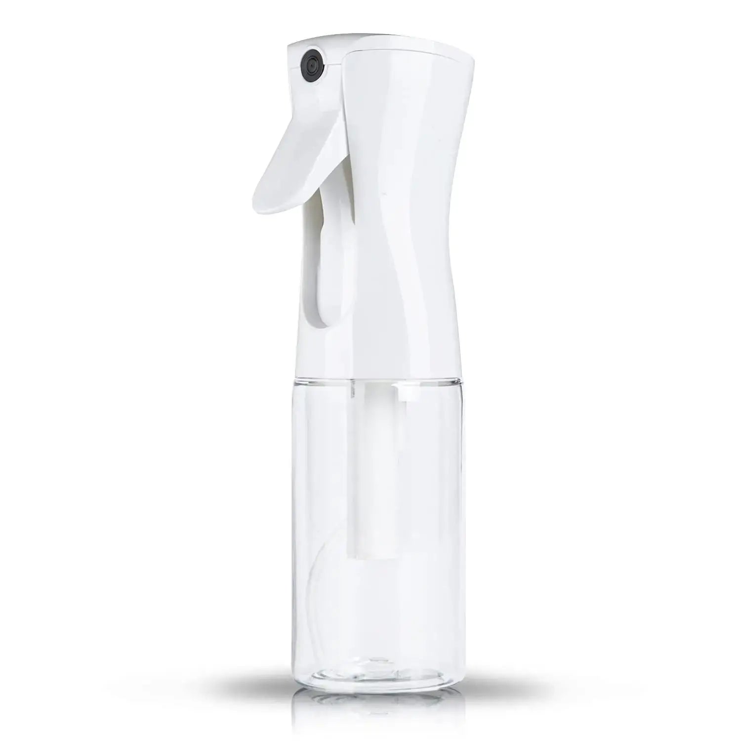 Spray bottle white plastic with trigger sprayer and clear bottom