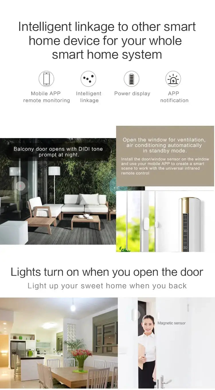 Tuya Smart WiFi Door Sensor by Simples Market; white open/close detector for Smartlife, Alexa and Google Home