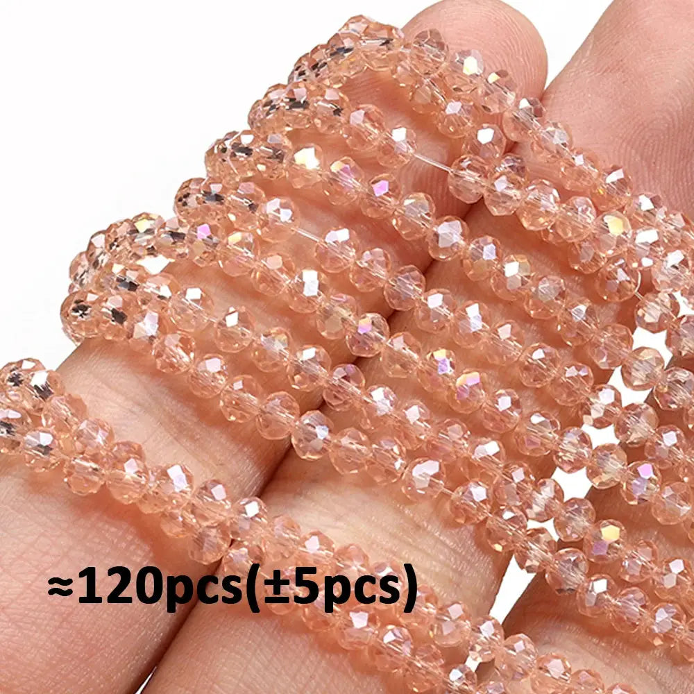 Crystal glass rondelle beads by Simples Market, pink peach 4mm faceted, 120pcs