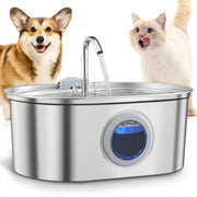 3.2L Stainless Steel Cat Water Dispenser With Clear Water Level Window