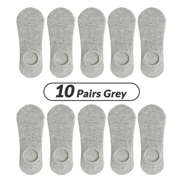Men Invisible No Show Socks 5 Or 10 Pairs Breathable Cotton Silicone Non Slip Ankle Boat Socks