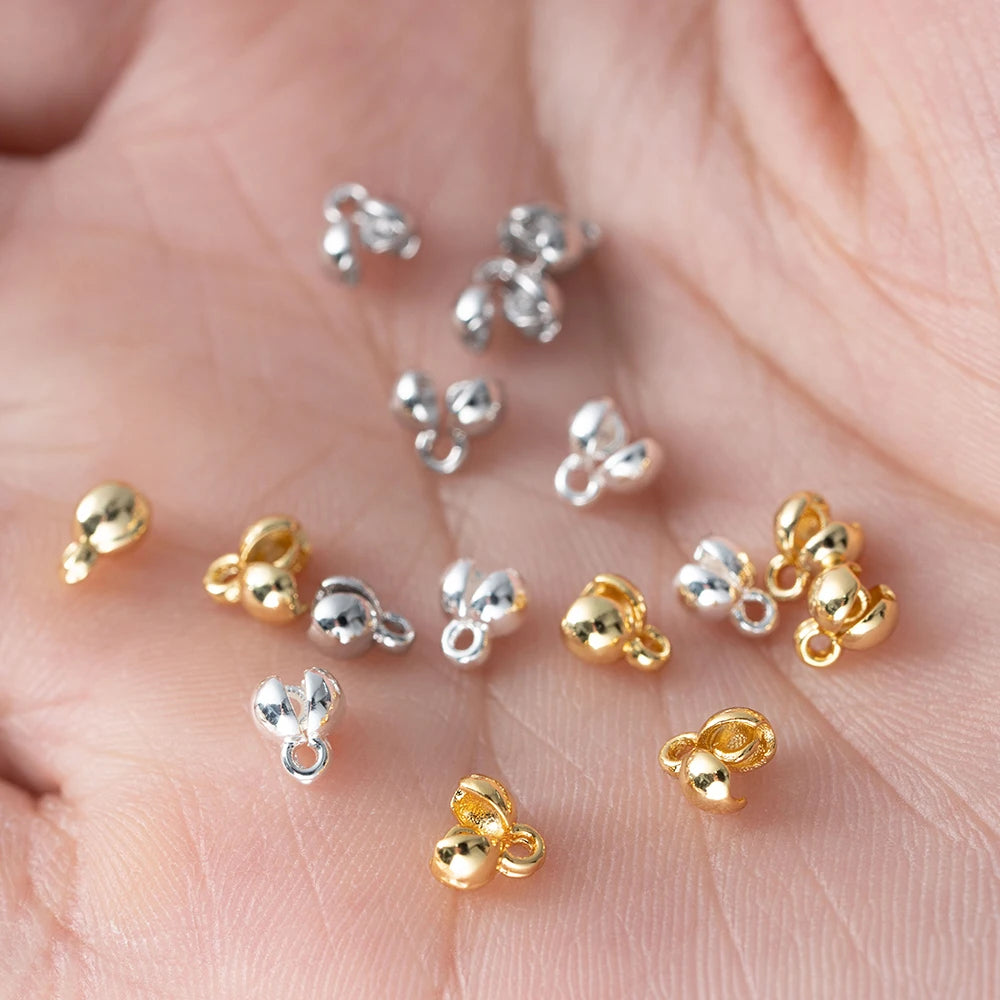Bracelet end caps set, 20pcs, 18K gold plated brass bead end tips with loops for DIY jewelry in gold and silver tones