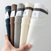 Waffle Knit Short Sleeve T Shirt For Men And Women Summer Japanese Round Neck Loose Casual Solid Color