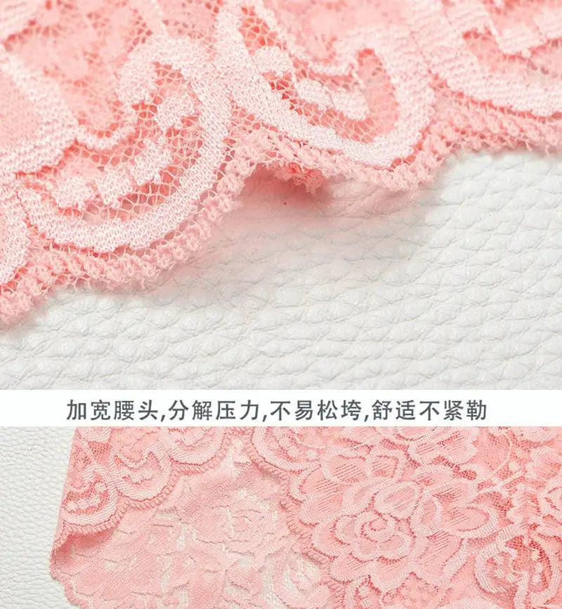 Seamless pink lace shapewear panties by Simples Market with high-waist tummy control