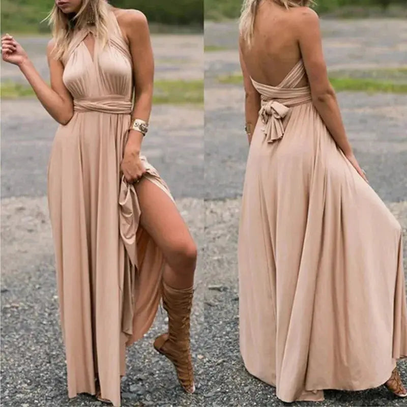 Fashion Multiwear V Neck Maxi Dress With Adjustable Straps For Summer Versatile Long Dress