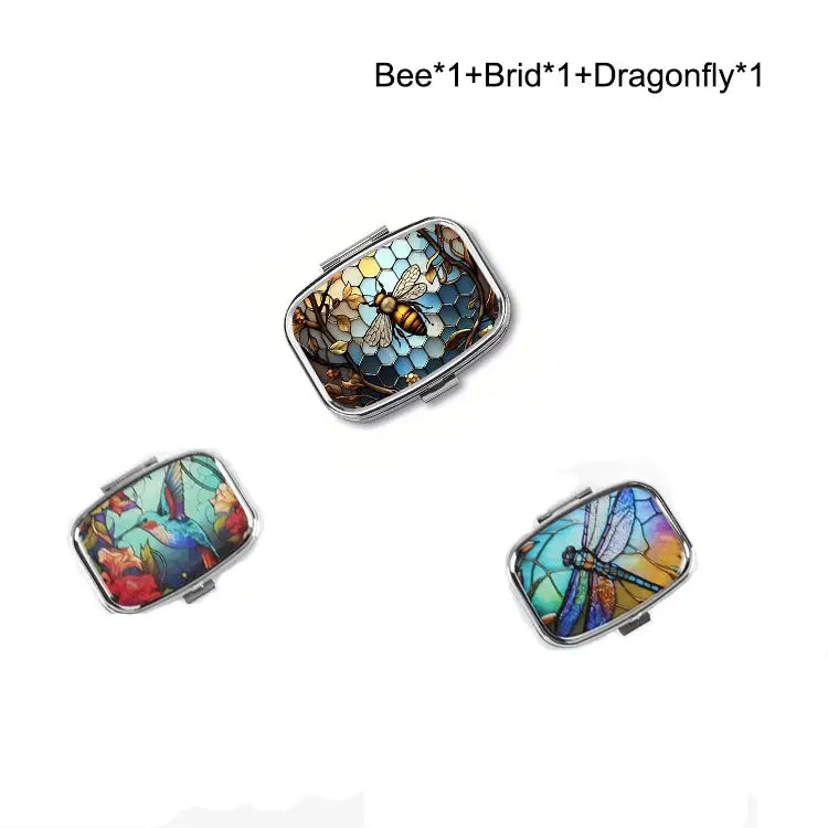 Colorful Travel Pill Box Jewelry Organizer Metal Case Compact Portable Medicine Box For Small Items