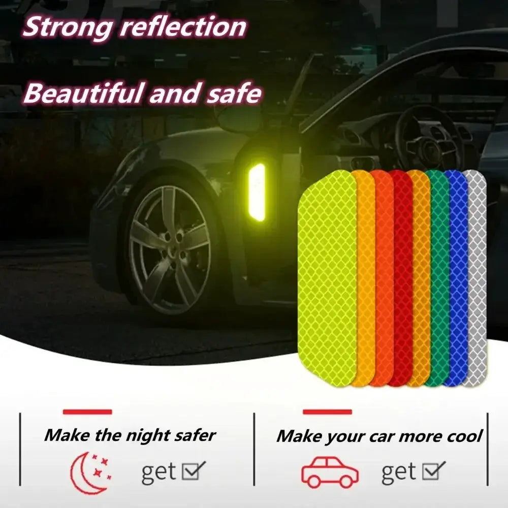 4 Pack Car Door Warning Reflector Stickers for Exterior and Interior Use Safety Opening Indicator Tape