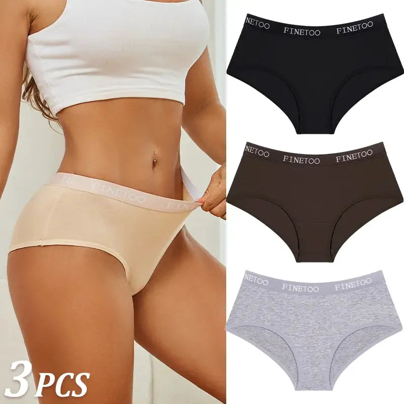 3-pack women's cotton briefs with Finetoo waistband; breathable, soft underwear