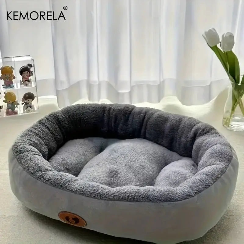 Cozy Oval Snuggle Pet Bed Plush Thickened Cat Bed Warm And Secure For Cats And Small Medium Dogs All Seasons