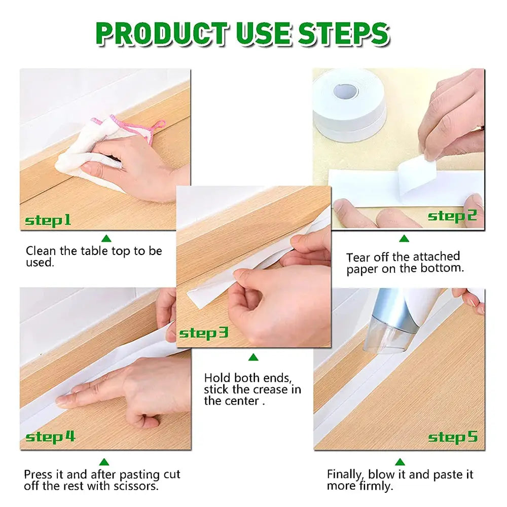 3.2M Self Adhesive Sealing Tape PVC Oil Proof Kitchen Sink Edge Caulk Tape Waterproof Bathroom Toilet Corner Sticker
