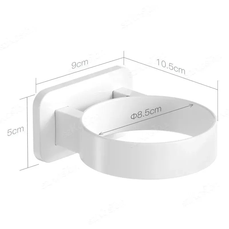 Simples Market white adhesive wall-mounted hair dryer holder, circular ring bathroom organizer