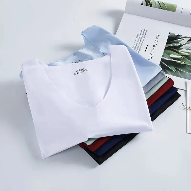 Summer Men's Ice Silk Sleeveless Undershirt Non-Marking Breathable Base Layer for Sports Fitness and Home Wear