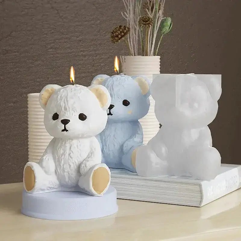DIY Crystal Resin Drop Mold Teddy Bear 3D Sitting Bear Display Stand Fragrance Wax Resin Ornament Silicone Gel - Simples Market