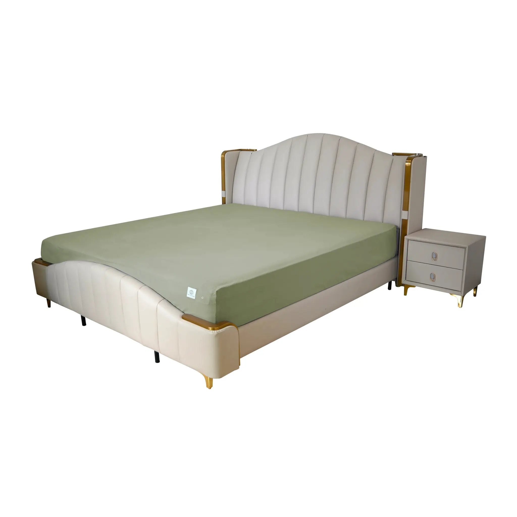 MAXSHARER earthing fitted sheet by Simples Market in green organic cotton with conductive silver fiber