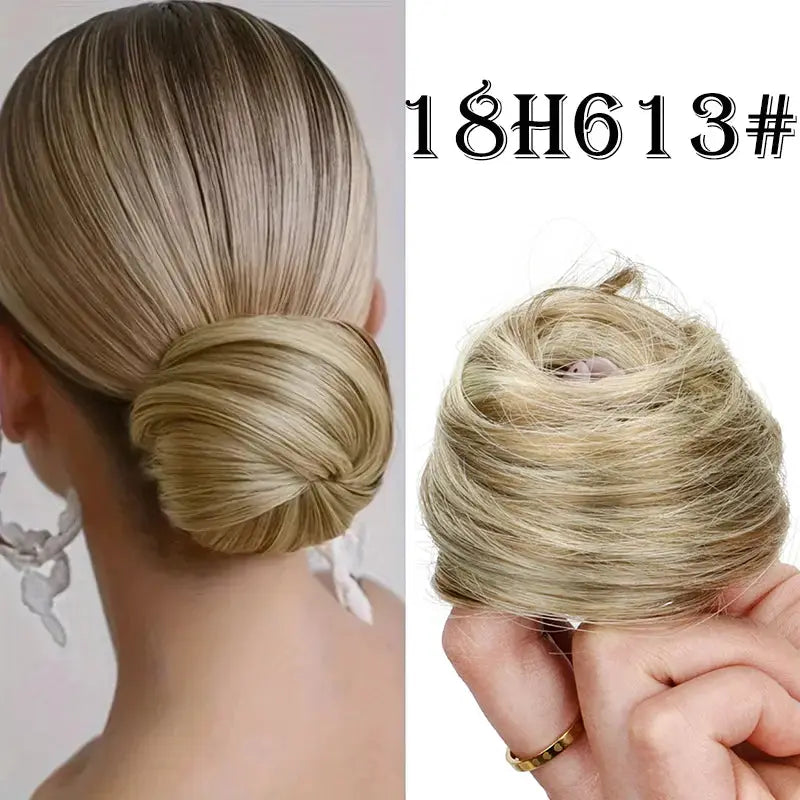 WIGSIN synthetic messy donut bun updo with elastic extension in blonde