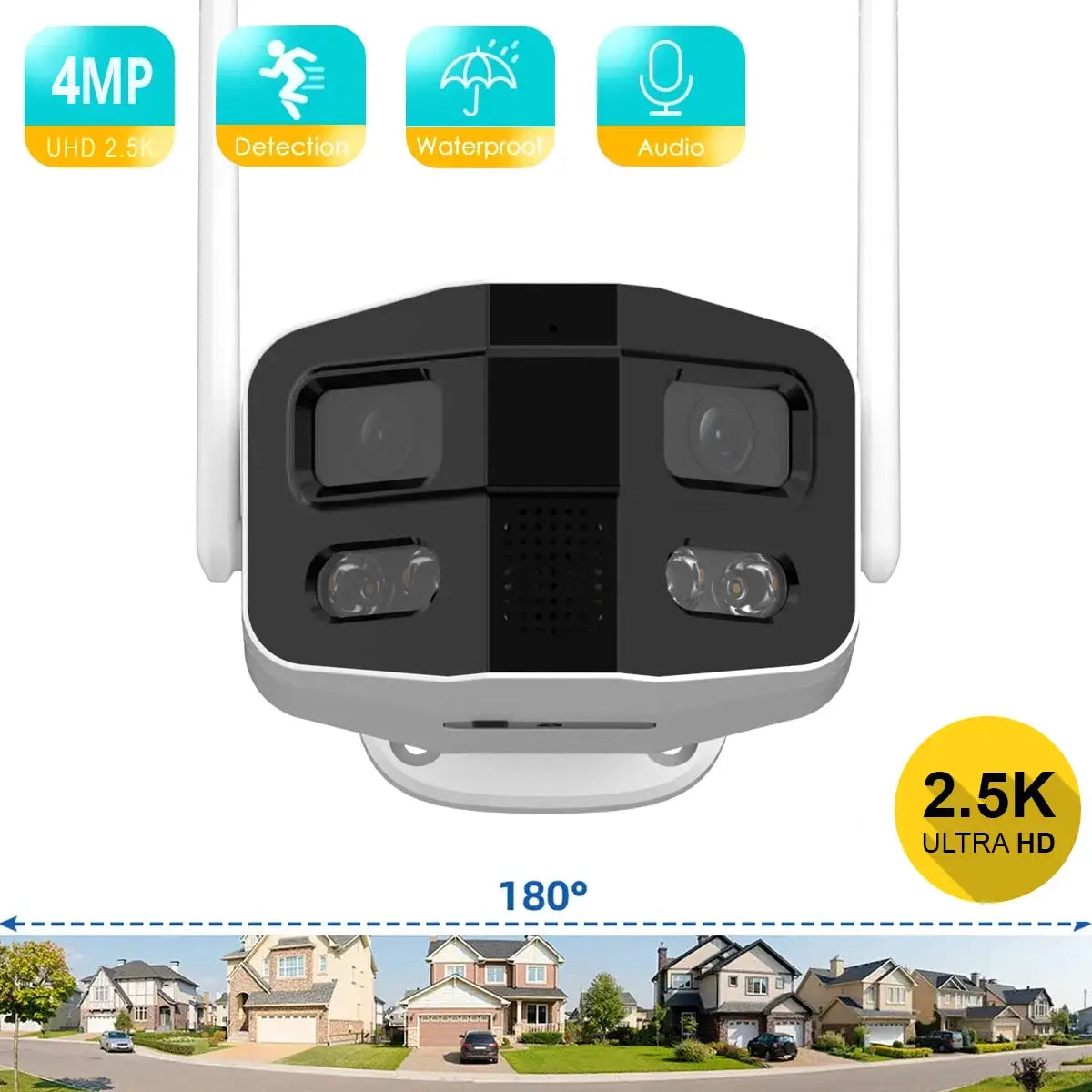 Tuya Smart 4MP 2.5K dual-lens outdoor security camera by Simples Market, color night vision