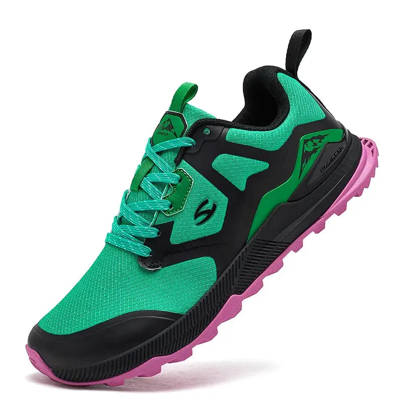 HOBIBEAR Unisex Hiking Sneakers Lace Up Walking Shoes Outdoor Travel Artificial Leather Non Slip Rubber Sole