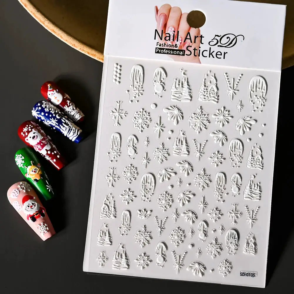 Simples Market Winter Christmas nail stickers sheet with snowmen and snowflakes, self-adhesive decorative nail art