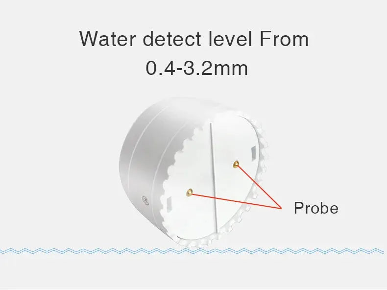 White Tuya WiFi water leak detector with dual probes for flood monitoring by Simples Market