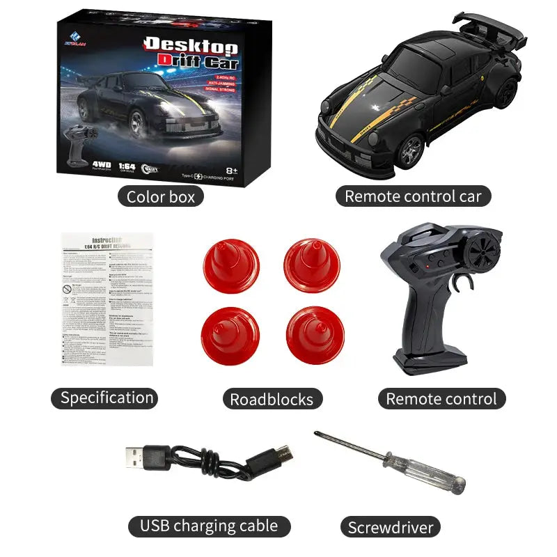 2026 KF20 1:64 Drift RC Car Four Wheel Drive Remote Controlled Racing Car Full Proportion Desk Competition Toy for Boys