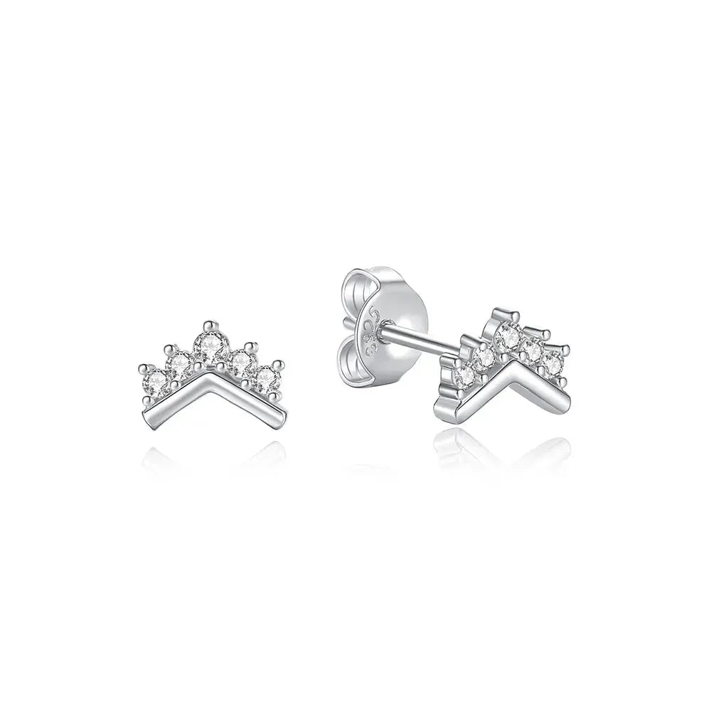925 Sterling Silver Stud Hoop Earrings For Women Crystal Zircon Rose Gold Crown Heart Infinity Bee Design Jewelry