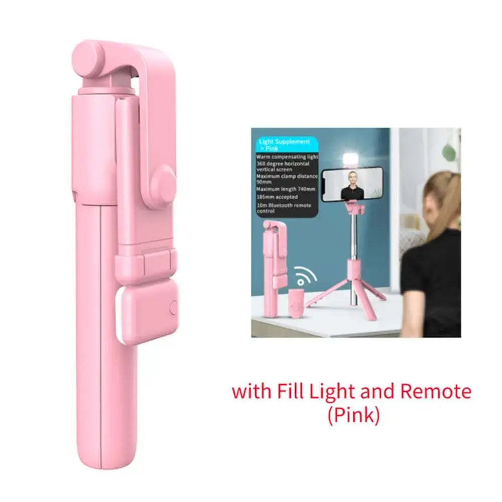 NovaFlex Portable Bluetooth Selfie Stick Tripod With Remote Shutter And Fill Light Extends To 29 Inches