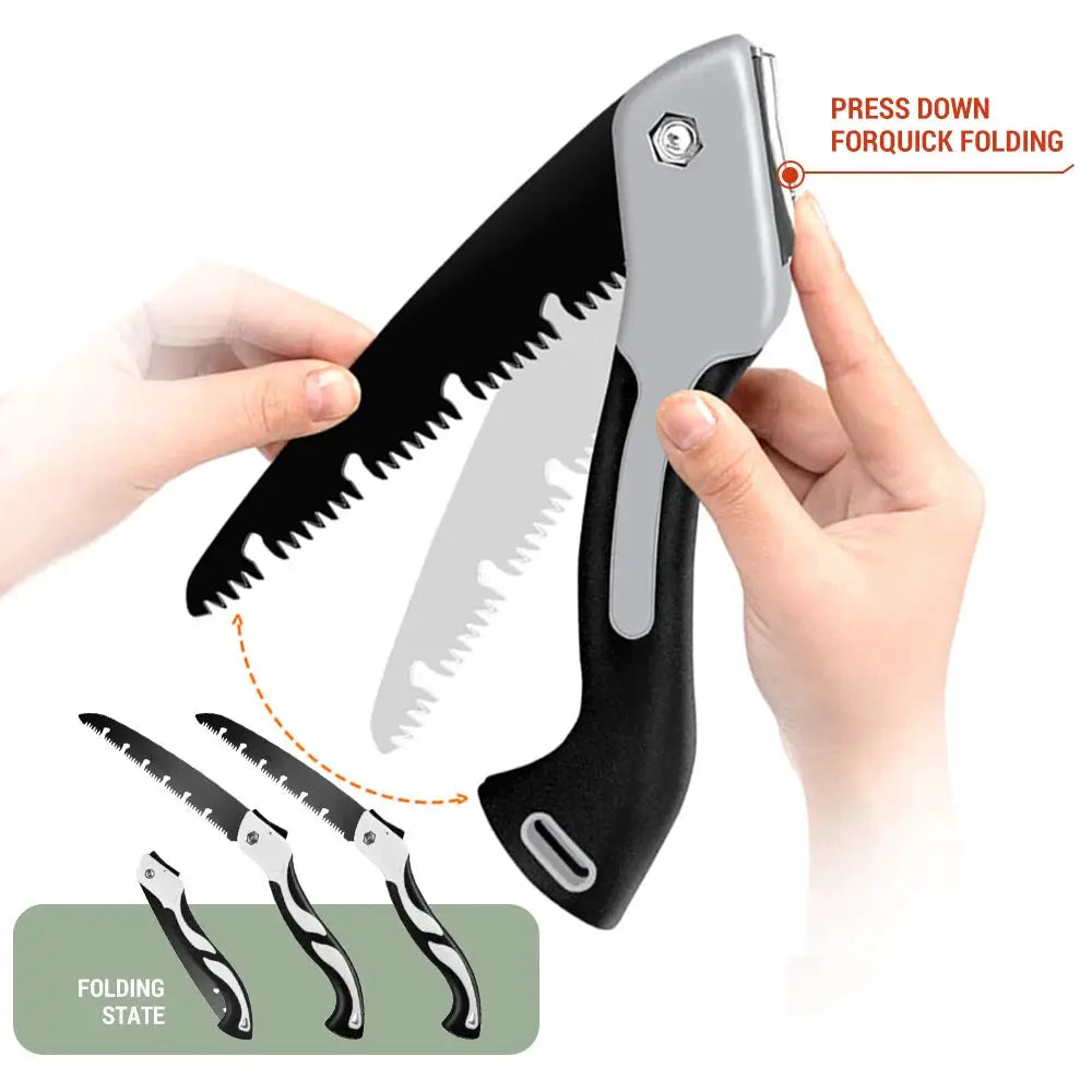 AIRAJ Folding Saw For Woodworking And Camping Multitool Hand Tool With Sharp Steel Blade And Teflon Coating