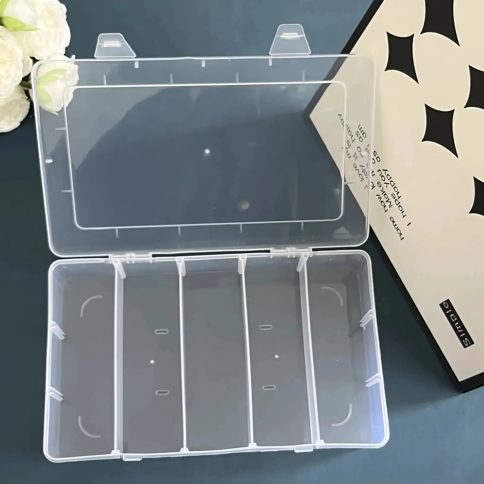 Tool organizer box, 5-compartment transparent plastic case for screws and hardware by Simples Market
