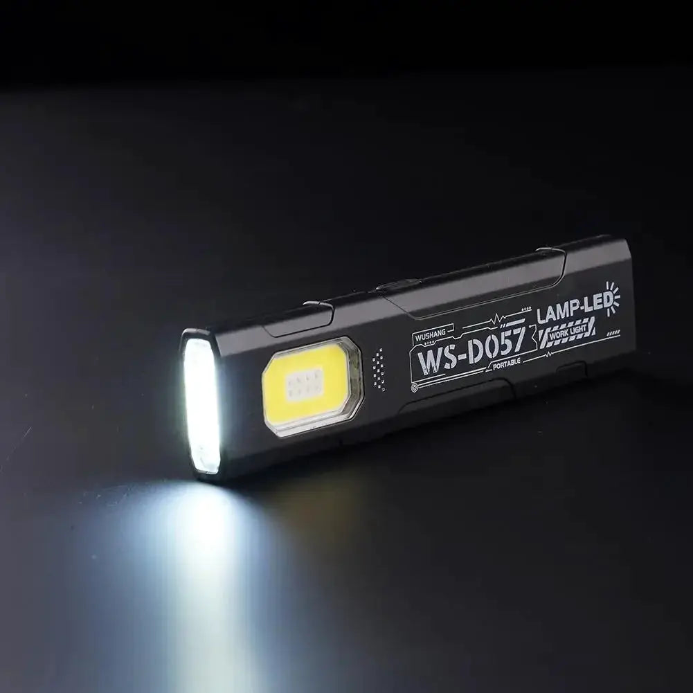 Mini COB LED keychain flashlight, USB-C rechargeable, black waterproof pocket work light