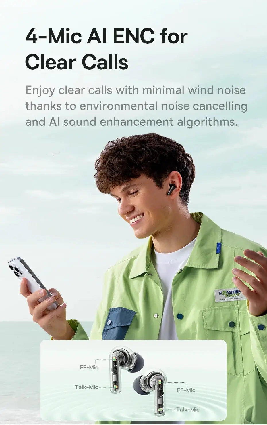 Baseus Bass EP10 NC true wireless earbuds, black with ANC and 4-mic design