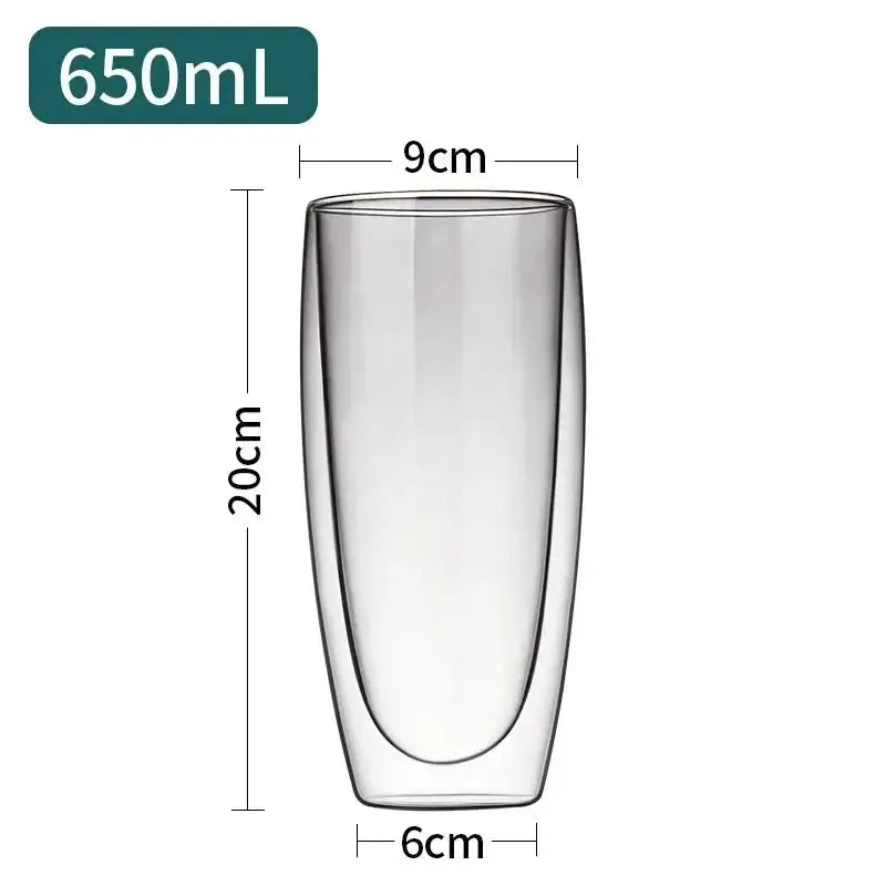 Double Bottom Wall Glass Tumbler Set For Coffee Tea Whiskey Vodka Wine Heat Resistant Drinkware