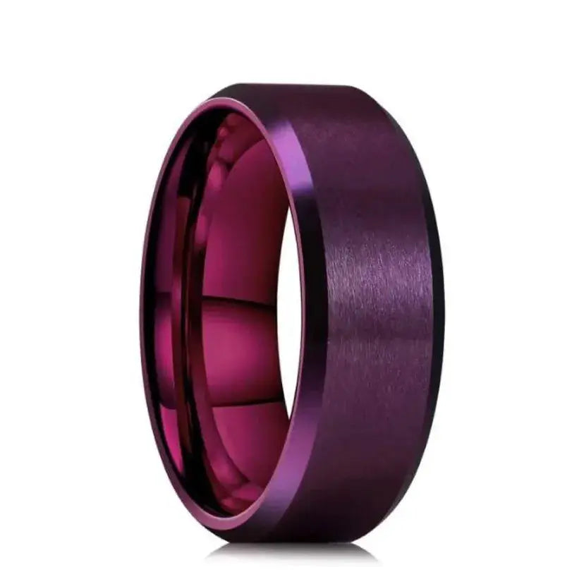 8mm Classic Stainless Steel Ring Unisex For Men And Women 7 Color Matte Finish Double Inclined Plane Design