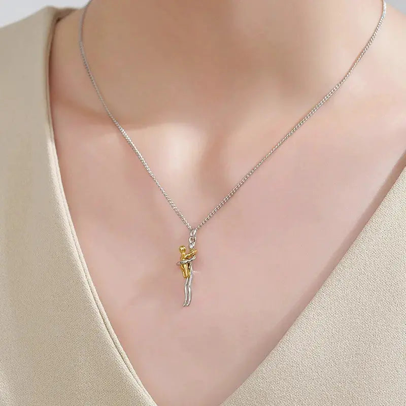 Two Tones Hug Necklace Detachable Mother And Child Pendant DIY Love Jewelry For Family And Special Occasions Gift