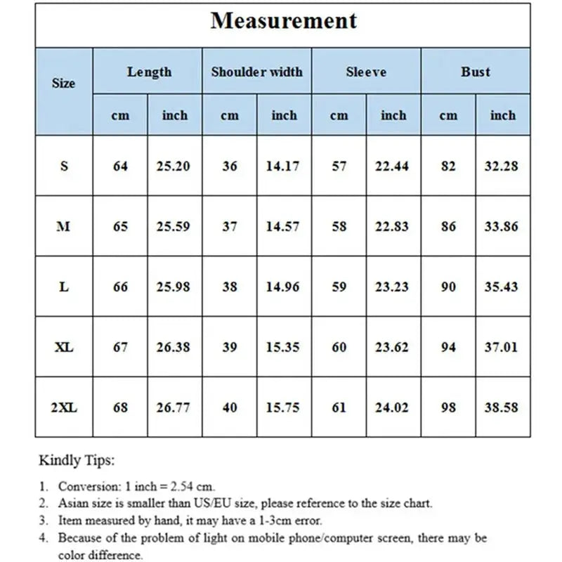 Simples Market women's white long-sleeve shirt size chart; S–2XL with length, shoulder, sleeve, bust (cm/in).