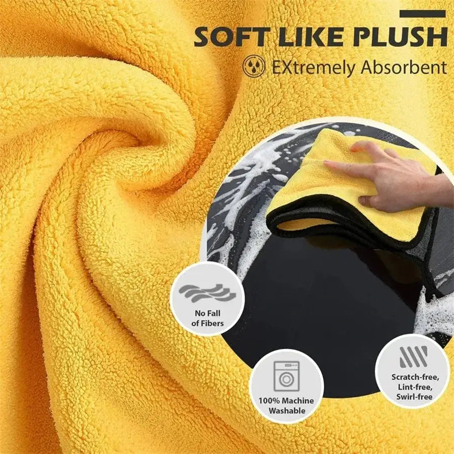 AutoGleam Microfiber Car Cleaning Cloths Premium Absorbent Non Abrasive Towels For Safe Car Wash