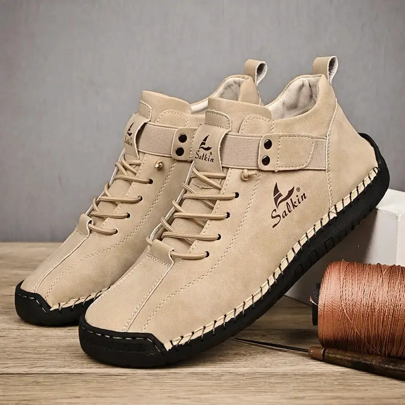 New 2025 Handmade Leather Casual Shoes For Men Breathable Sneakers Ankle Boots Outdoor