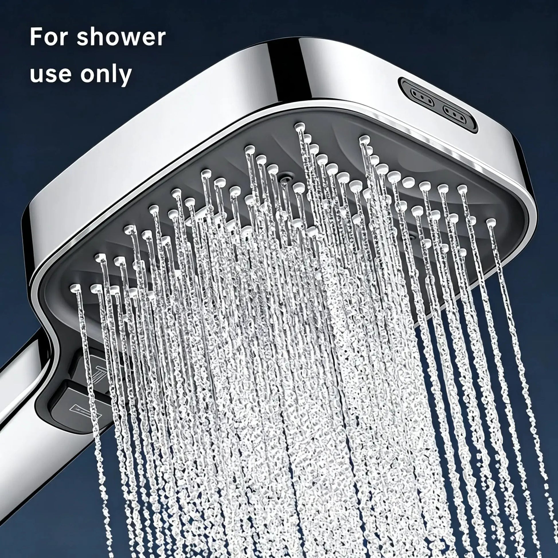 1 pc square chrome showerhead with 8 spray modes and handheld control, high-flow rain spray for modern bathrooms