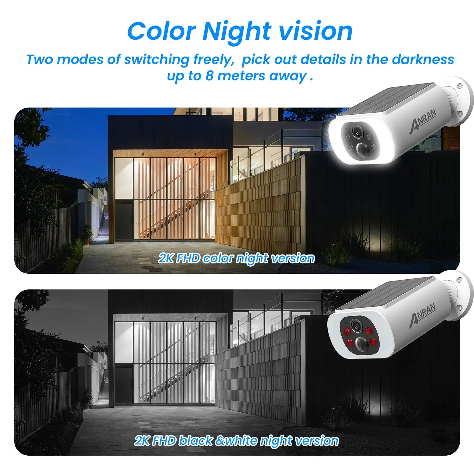 ANRAN outdoor wireless security camera with floodlight and color night vision.