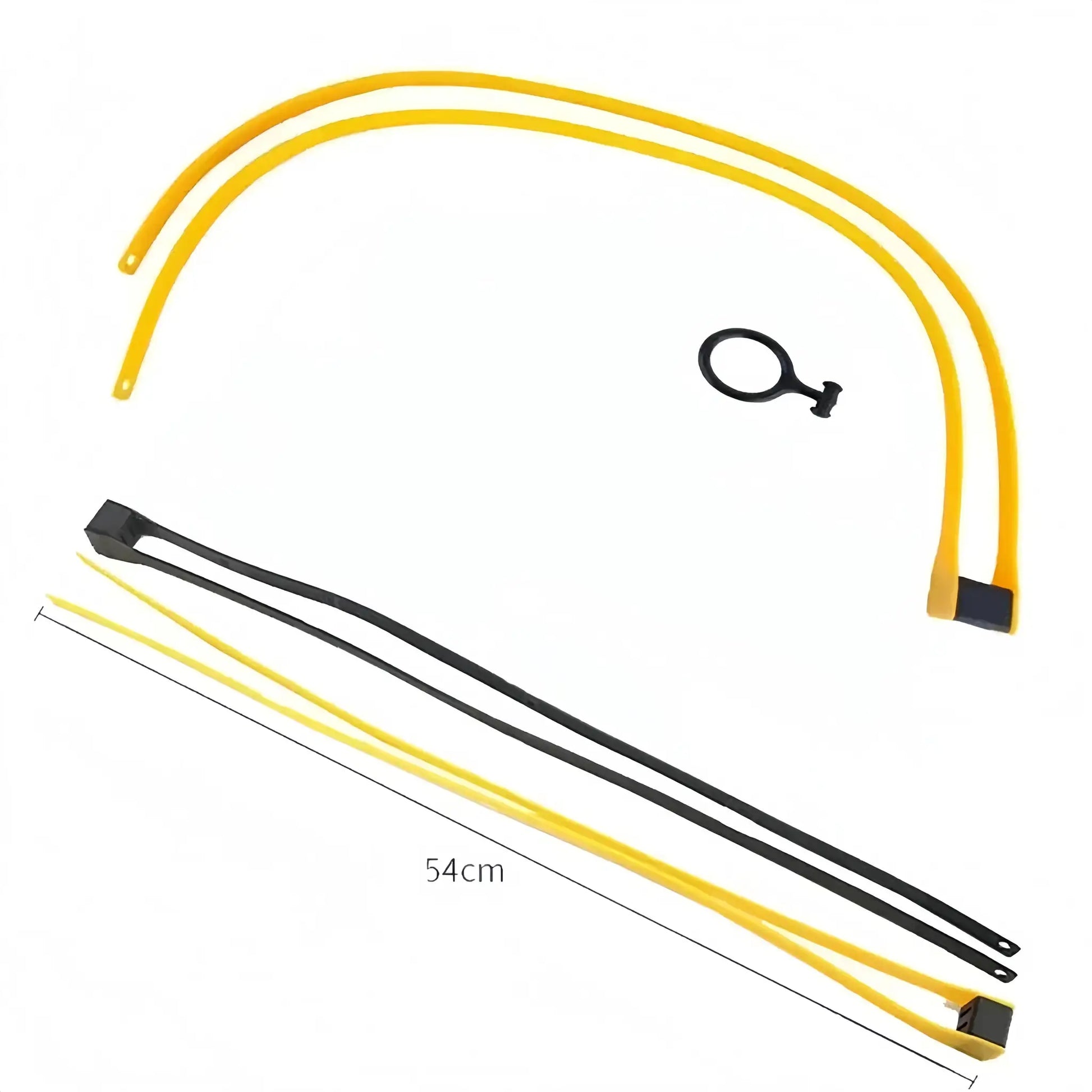 Simples Market tactical plastic restraint cable ties, two yellow disposable handcuff cables, 54 cm long.