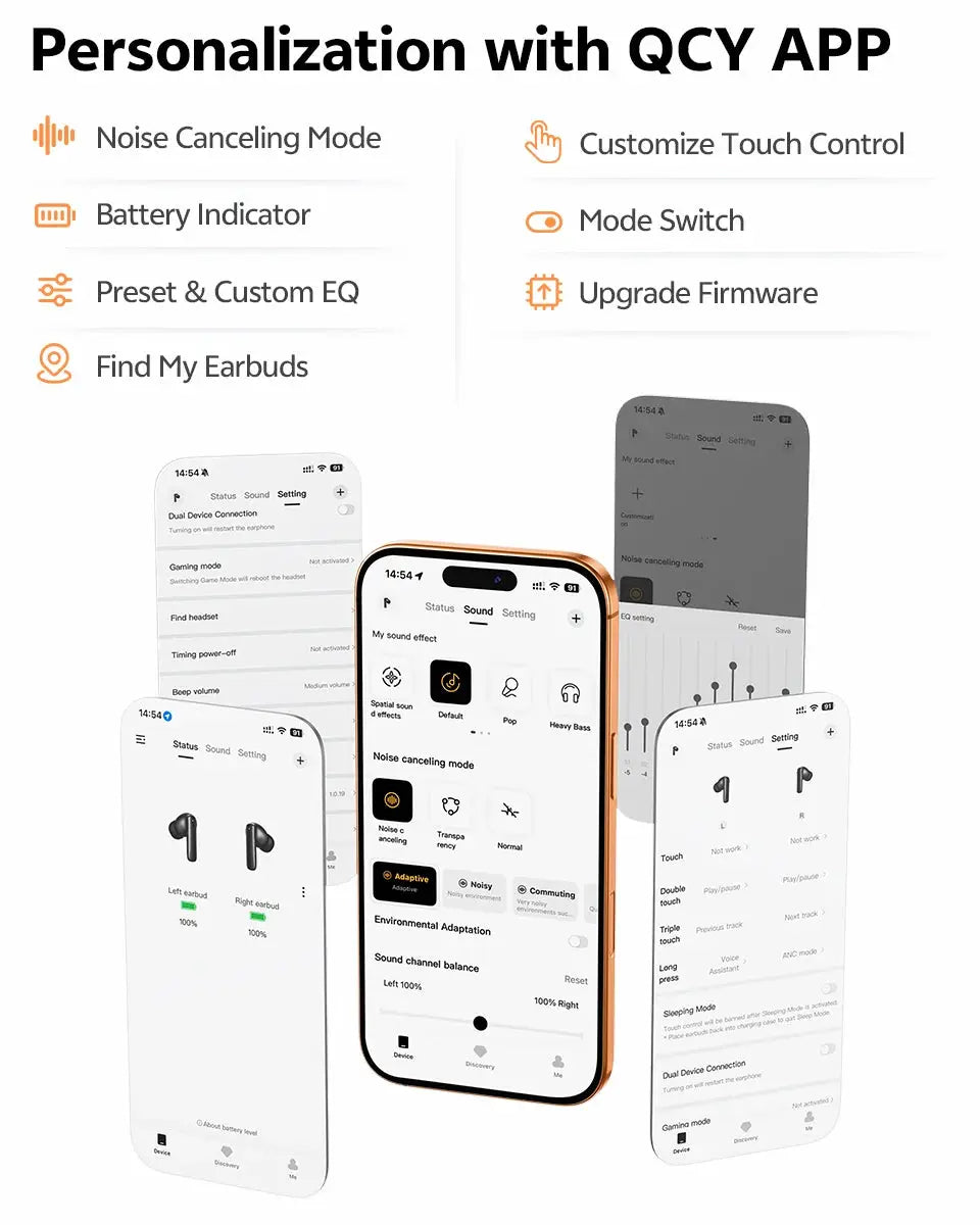 QCY T13 Pro HT23 wireless earbuds by Simples Market with adaptive ANC and 13mm drivers