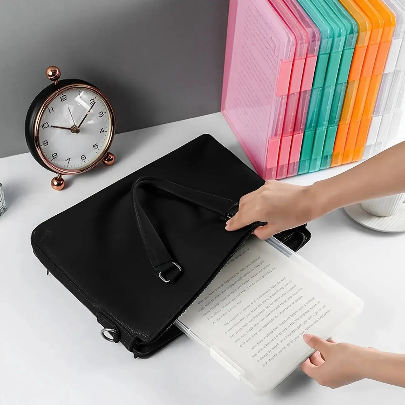 Simples Market 1pc portable transparent A4 PP file box with multi-layer compartments