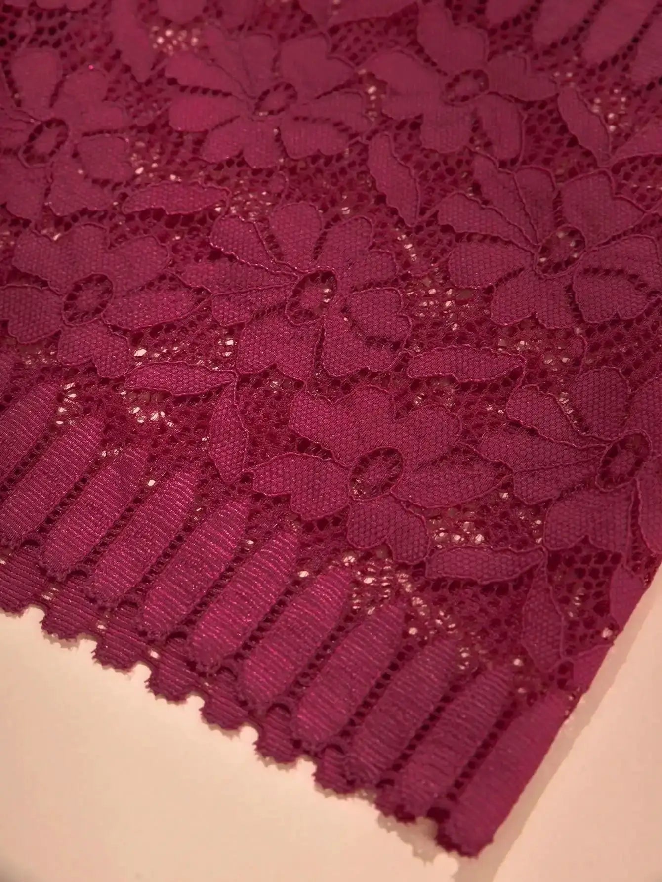 Sexy lace high waist panties in burgundy floral lace, breathable fabric