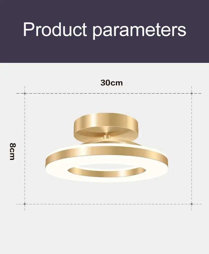 Simples Market modern LED ceiling lamp, gold ring flush-mount design, 30cm diameter.
