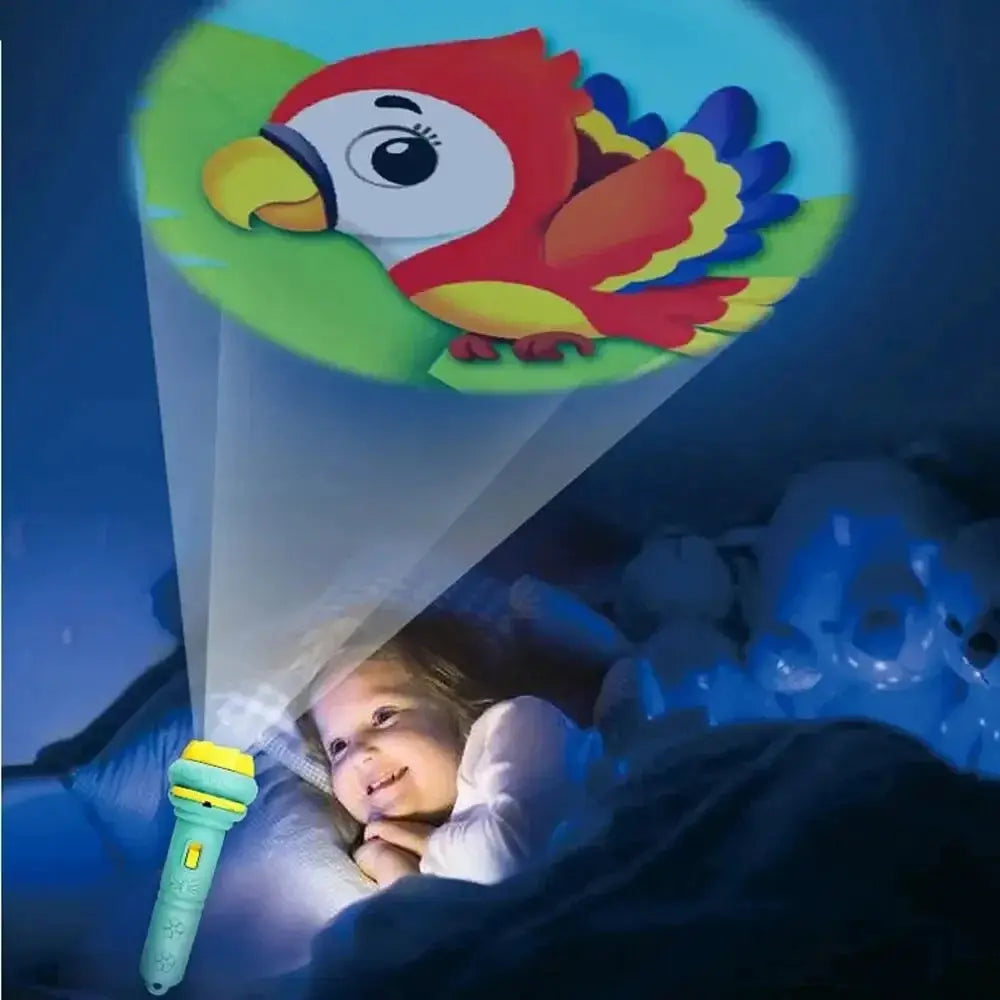 10 Cards Cartoon Projection Flashlight With 80 Patterns Kids Projector Toy For Bedtime Stories And Creative Learning
