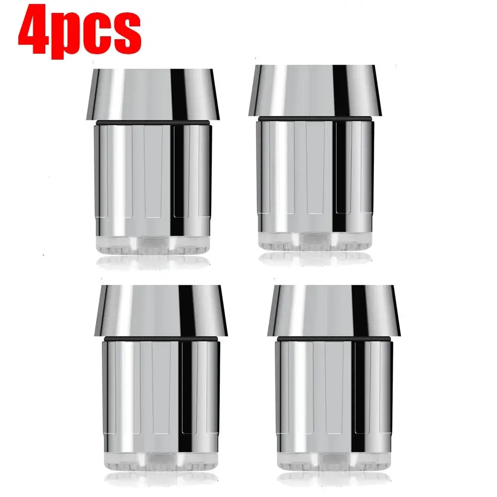 LED faucet aerator heads, Simples Market, 4pcs, chrome finish, 7-color glow, water-saving