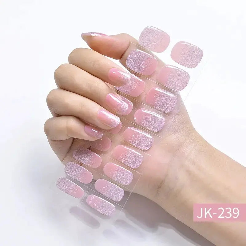 NailLux Semi Cured Nail Wraps For 16 To 20 Tips Easy Full Cover Adhesive Press On Nails Gel Finish UV LED Compatible