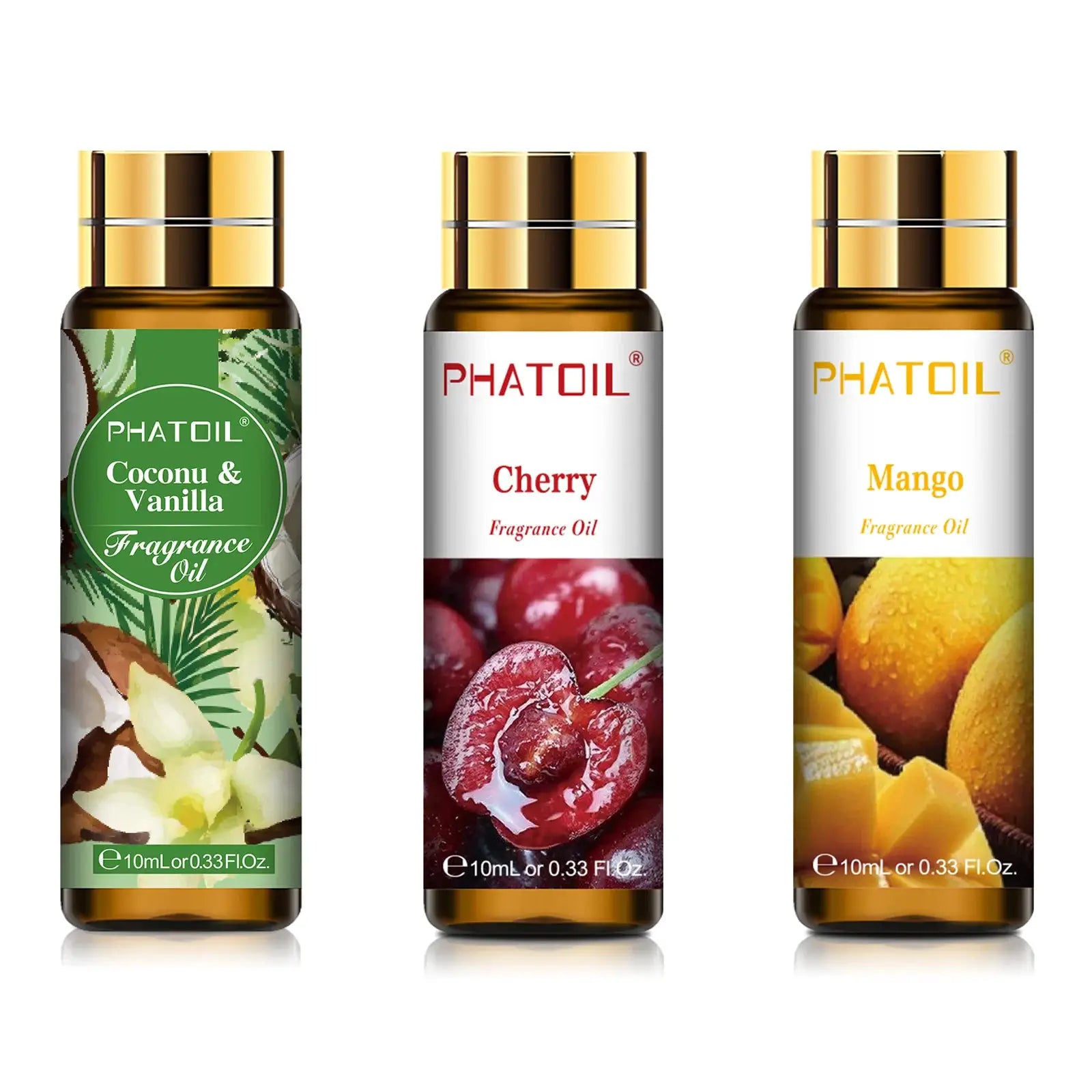 Phatoil Sweet Fruit Fragrance Oils Set 10ml For Aromatherapy And Diy Candles Cherry Apple Strawberry Mango Coconut